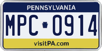PA license plate MPC0914