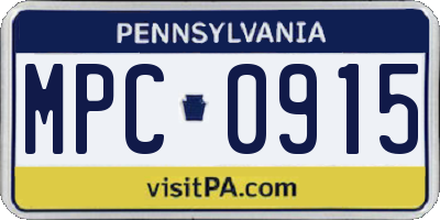 PA license plate MPC0915