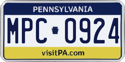 PA license plate MPC0924