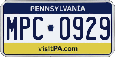 PA license plate MPC0929