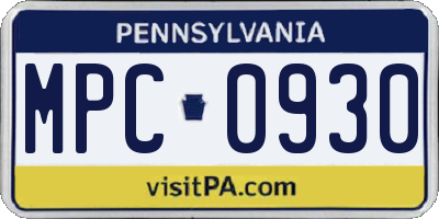 PA license plate MPC0930