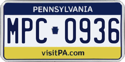 PA license plate MPC0936