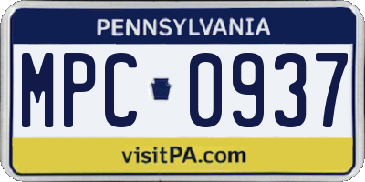 PA license plate MPC0937