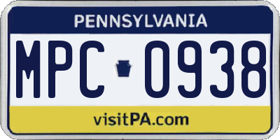 PA license plate MPC0938