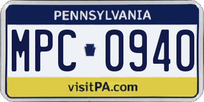 PA license plate MPC0940