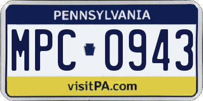 PA license plate MPC0943