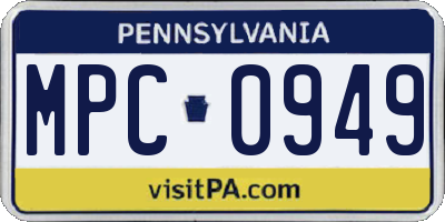 PA license plate MPC0949