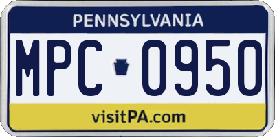 PA license plate MPC0950