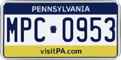 PA license plate MPC0953
