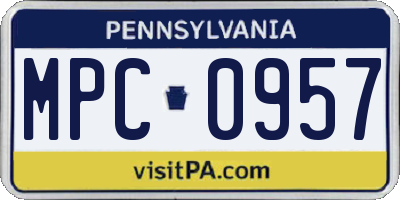 PA license plate MPC0957