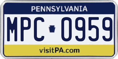 PA license plate MPC0959