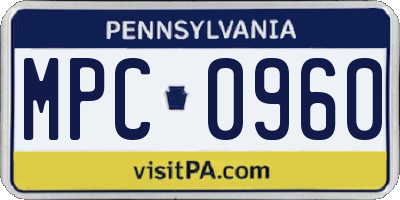 PA license plate MPC0960