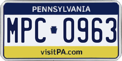 PA license plate MPC0963