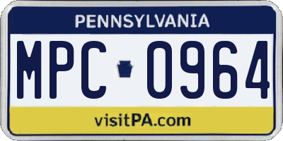 PA license plate MPC0964