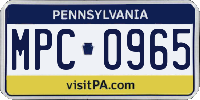 PA license plate MPC0965