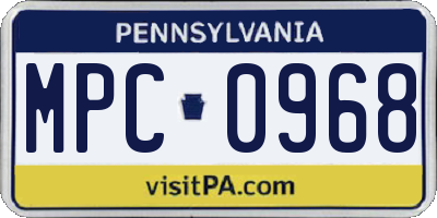 PA license plate MPC0968