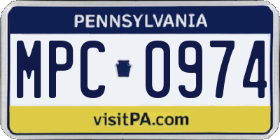 PA license plate MPC0974