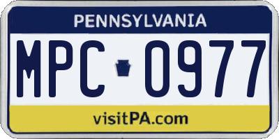 PA license plate MPC0977