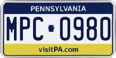 PA license plate MPC0980