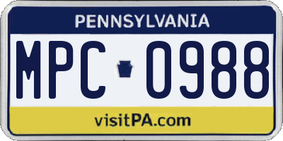 PA license plate MPC0988