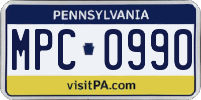 PA license plate MPC0990