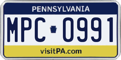 PA license plate MPC0991