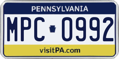 PA license plate MPC0992