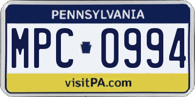 PA license plate MPC0994