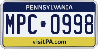 PA license plate MPC0998