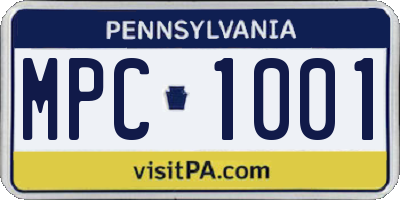 PA license plate MPC1001