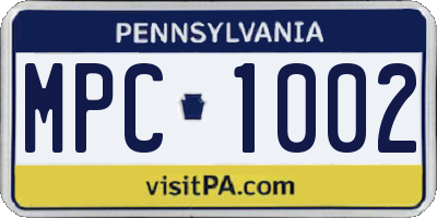 PA license plate MPC1002