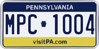 PA license plate MPC1004