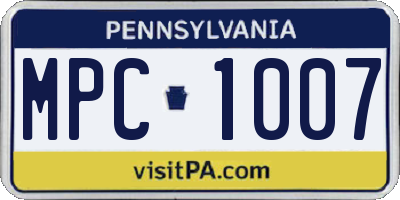 PA license plate MPC1007