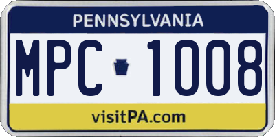 PA license plate MPC1008