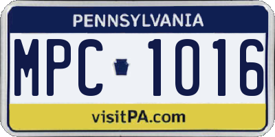 PA license plate MPC1016