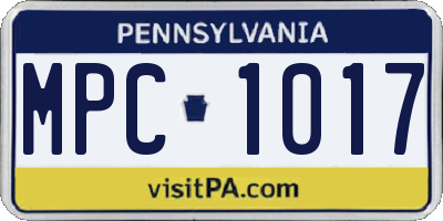 PA license plate MPC1017