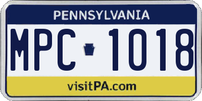 PA license plate MPC1018