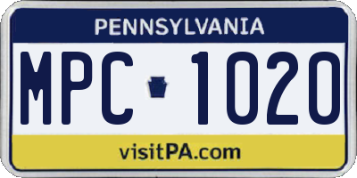 PA license plate MPC1020