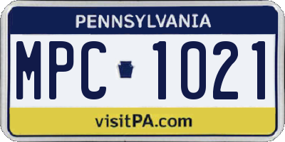 PA license plate MPC1021