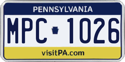 PA license plate MPC1026