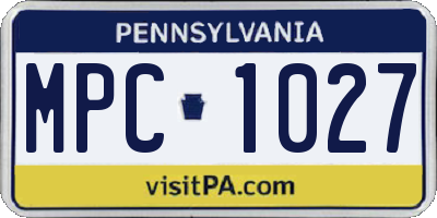 PA license plate MPC1027