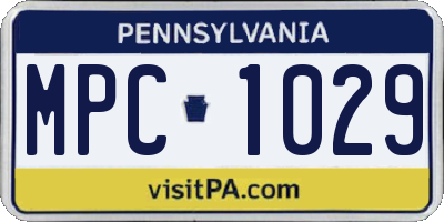 PA license plate MPC1029