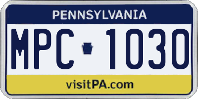 PA license plate MPC1030