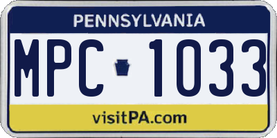 PA license plate MPC1033