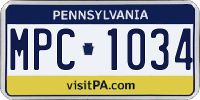 PA license plate MPC1034