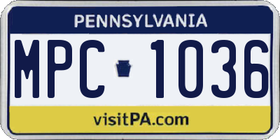 PA license plate MPC1036