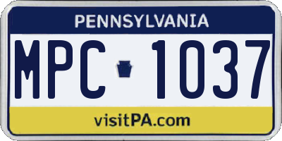 PA license plate MPC1037
