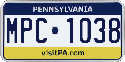 PA license plate MPC1038