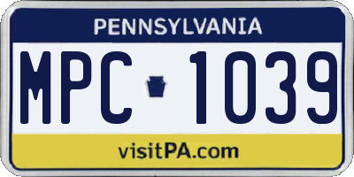 PA license plate MPC1039