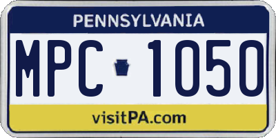 PA license plate MPC1050